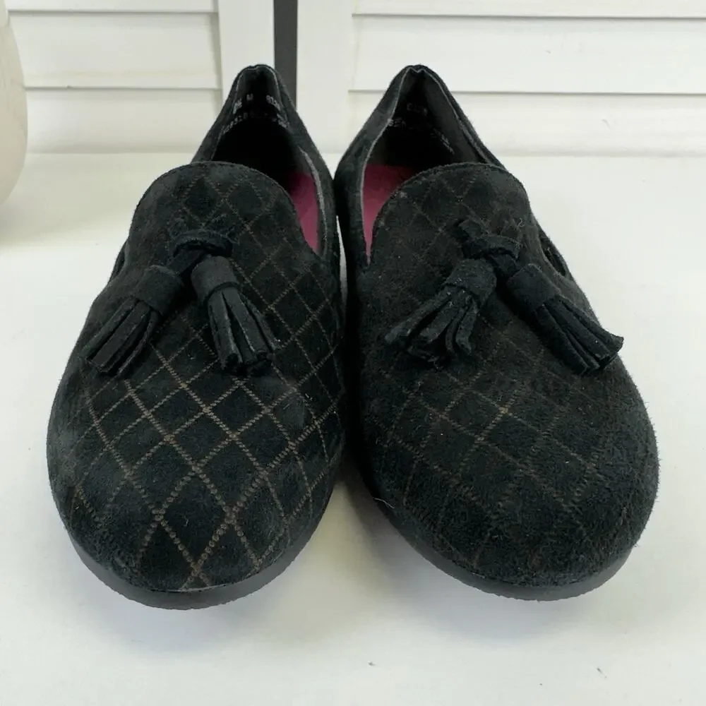 Munro 8.5 M Tallie Tassel Loafers Quilted Slip On Flats Black Brown Comfort Shoe